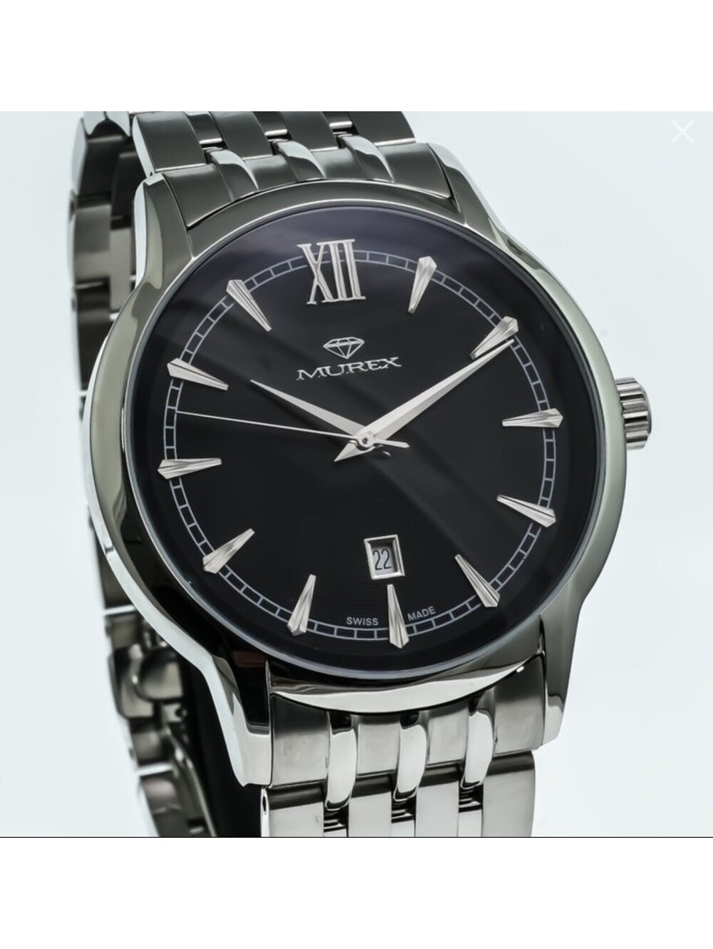 Murex Swiss Mens Watch 44mm Black Stainless Steel Quartz Day